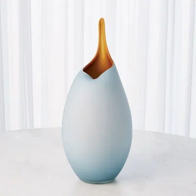 Global Views Frosted Vase W/amber Casing In Blue
