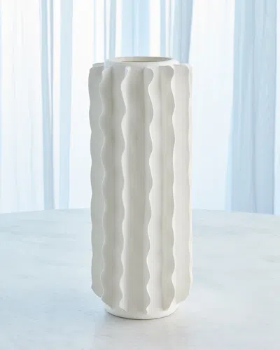 Global Views Fully Frilled Vase, 17" In White