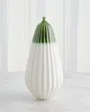 Global Views Furrow Emerald Vase, 20" In White/green