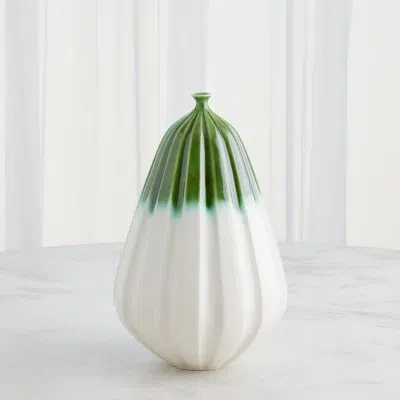 Global Views Furrow Handmade Ceramic Table Vase In Deep Green