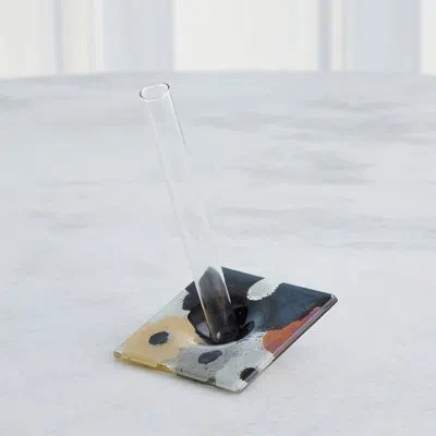 Global Views Fused Floral Vase-neutral In Black;yellow;clear