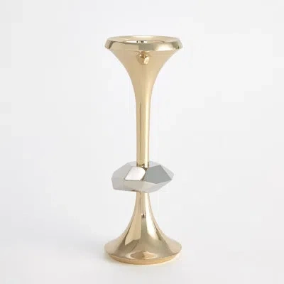 Global Views Gabriel Brass Candle Holder-lg In Gold,silver