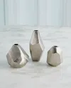 Global Views Geo Vases, Set Of 3 In Antique Nickel