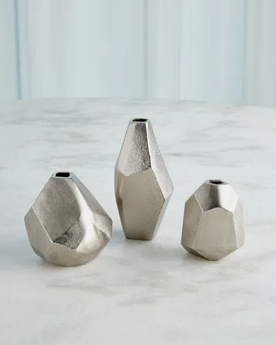 Global Views Geo Vases, Set Of 3 In Antique Nickel