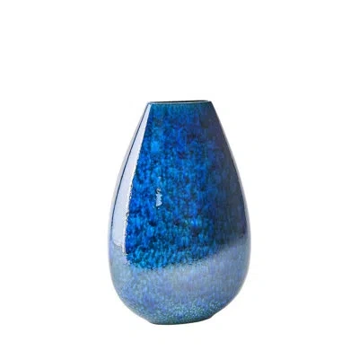 Global Views Giant Teardrop Blue/gray Handmade Ceramic Table Vase In Blue,gray