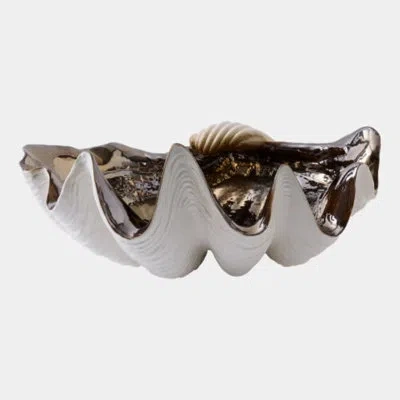 Global Views Gigas Bowl-bronze 11"h X 16"w X 23"d Decorative Bowl In Gold;white