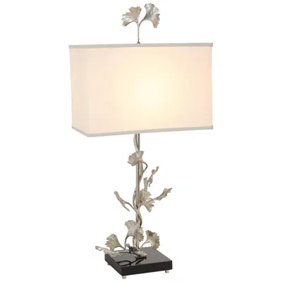 Global Views Ginkgo 35 3/4" High Leaf Motif Polished Nickel Table Lamp In White
