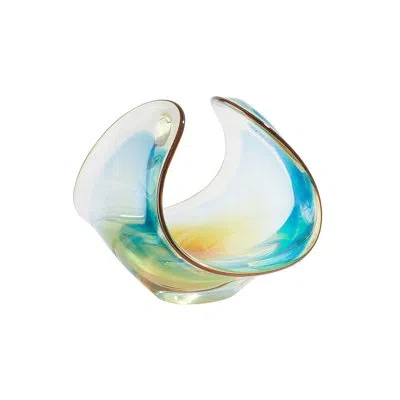 Global Views Glass Decorative Bowl 1 In Blue