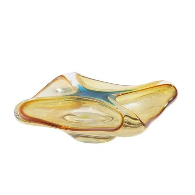 Global Views Glass Decorative Bowl In Blue;yellow