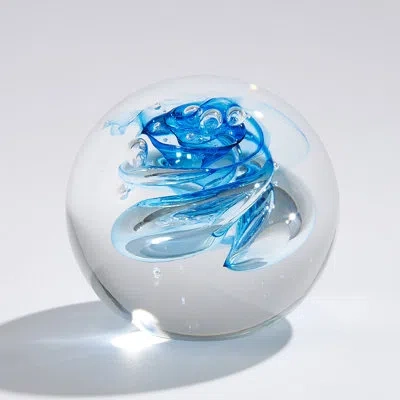 Global Views Glass Paper Weight In Blue;clear