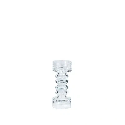 Global Views Glass Ribbed Candleholder/vase In Clear