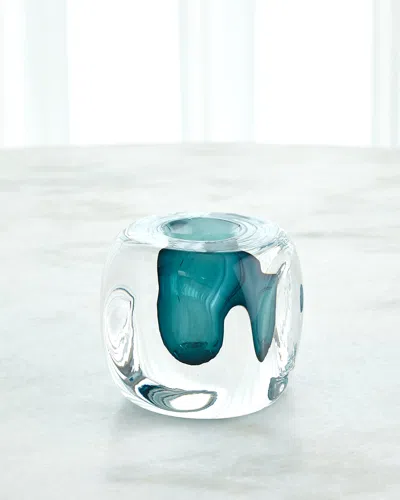 Global Views Glass Square Vase In Azure