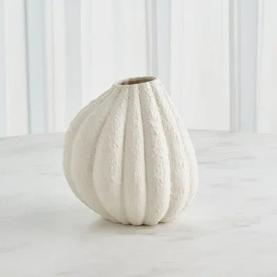 Global Views Glow 11.25" Ceramic Table Vase In Textured White Glaze