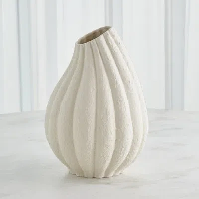 Global Views Glow 15.5" Ceramic Table Vase In Textured White Glaze