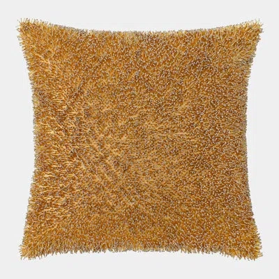 Global Views Golden Beaded Shag Pillow