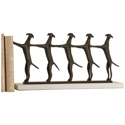 Global Views Golden Conga Line 18" Wide Bronze Dog Sculpture In Black