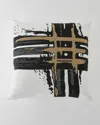 Global Views Golden Triple Crosshatch Pillow, 20" Square In White/black/gold