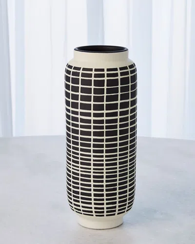 Global Views Graphic Cylinder Vase, Black/white