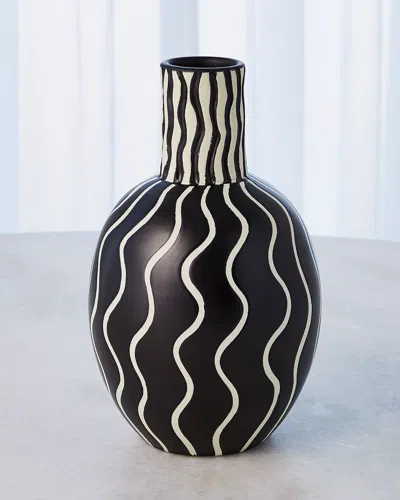 Global Views Graphic Gourd Vase, Black/white