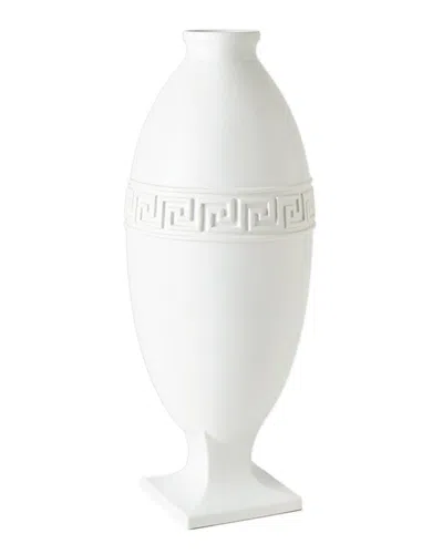 Global Views Greek Key Vase In White