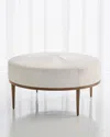 Global Views Hair On Hide Urban Ottoman In Ivory