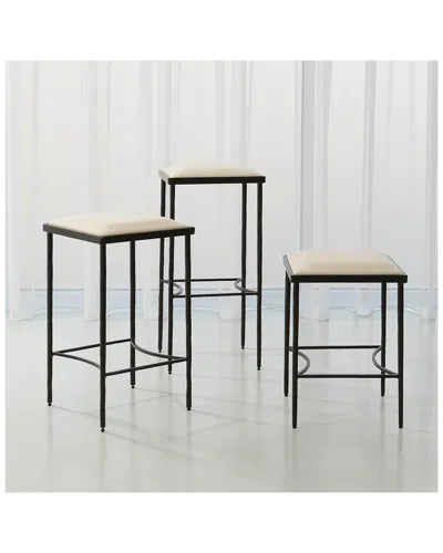 Global Views Hammered Bar Stool In Black