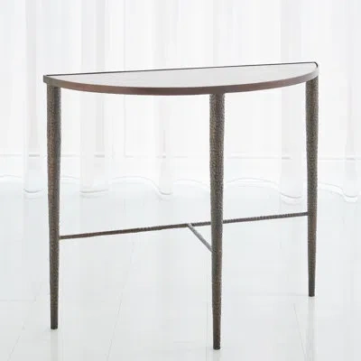 Global Views Hammered Console-bronze W/white Marble In Bronze,white