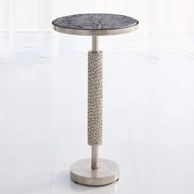 Global Views Hammered Martini Table In Gray,antique Nickel