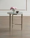 Global Views Hammered Nickel Marble-top End Table In Silver