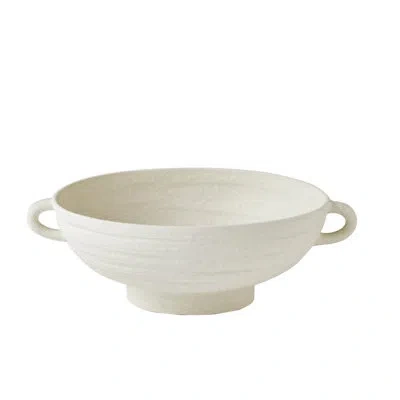Global Views Handmade Ceramic Decorative Bowl In White