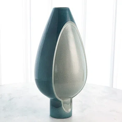 Global Views Handmade Ceramic Table Vase In Blue