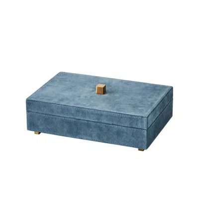 Global Views Handmade Manufactured Wood Decorative Box In Blue