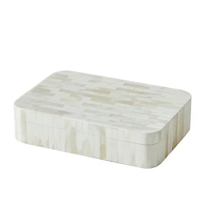 Global Views Handmade Manufactured Wood Decorative Box In White