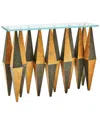 Global Views Harlequin Console-distressed Gold Leaf In Gold