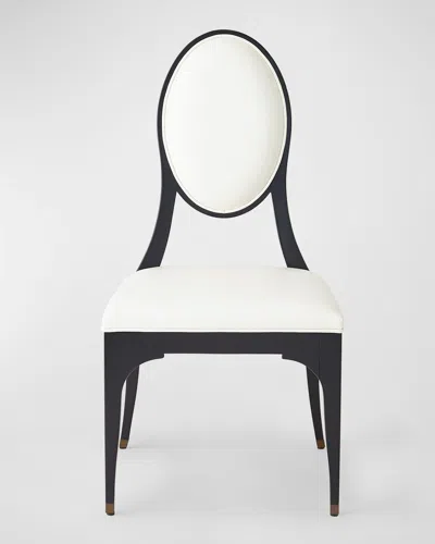 Global Views Harlow Leather Dining Side Chair In White