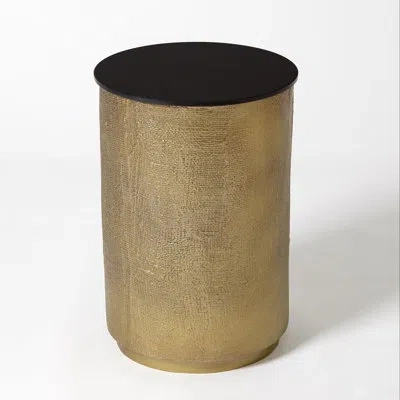 Global Views Hemp Etched Barrel Table In Gold