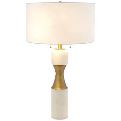 Global Views Hollis 31" White Marble And Brass Metal Cinch Table Lamp