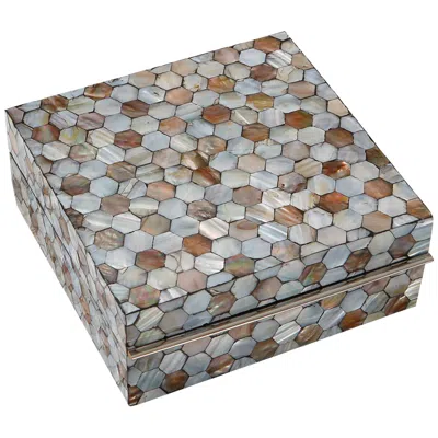Global Views Honeycomb Lacquered Mother Of Pearl Large Trinket Box In Multi