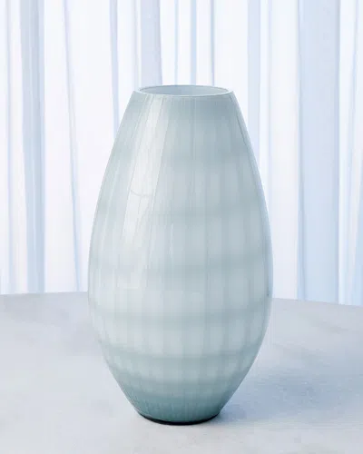 Global Views Horizontal Stripe Light Grey Vase, Large In Blue/gray