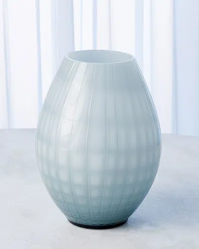 Global Views Horizontal Stripe Light Grey Vase, Small In Blue/gray