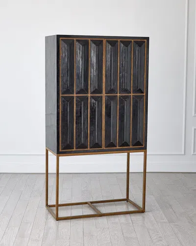 Global Views Horn Inlay Bar Cabinet In Black