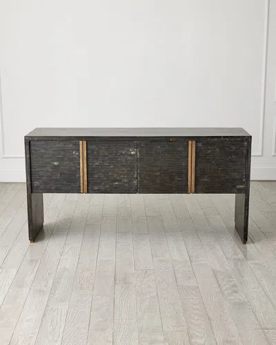 Global Views Horn Inlay Console Table In Black