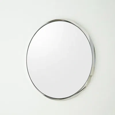 Global Views Hudson Metal Round Mirror In Stainless Steel