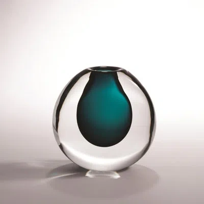 Global Views Ice Vase-azure-sm In Green,clear