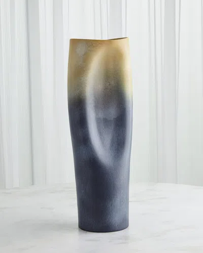 Global Views Indent Ceramic Vase, Large In Blue