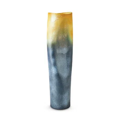 Global Views Indent Large Gray And Yellow Vase