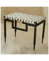 Global Views Iron/leather Bench In White