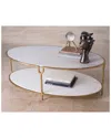 Global Views Iron/stone Oval Coffee Table In White
