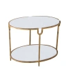 Global Views Iron/stone Side Table In White