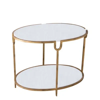 Global Views Iron/stone Side Table In White